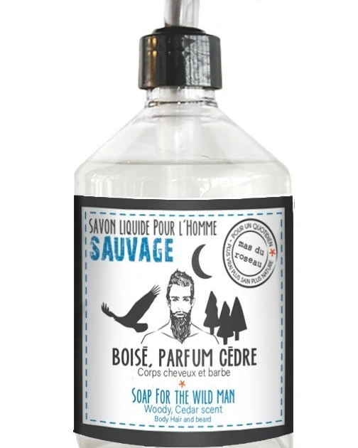 HOMME SAUVAGE Жидкое мыло для мужчин, для тела, волос и бороды, 500 мл, кедр