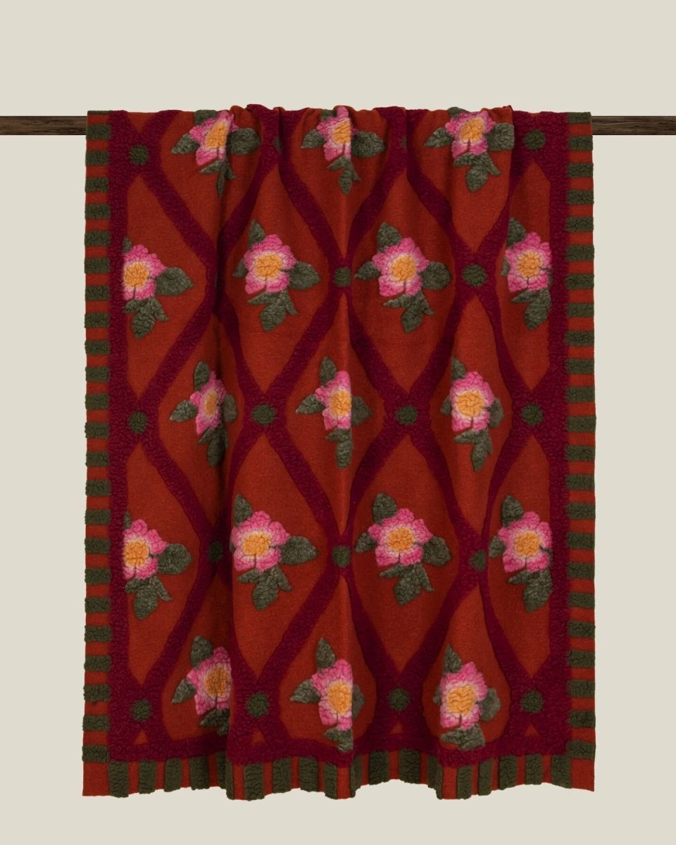Плед Frati ROSE FLOWER RUGGINE 150x190, шерсть 80% полиэстер 20%, 900г