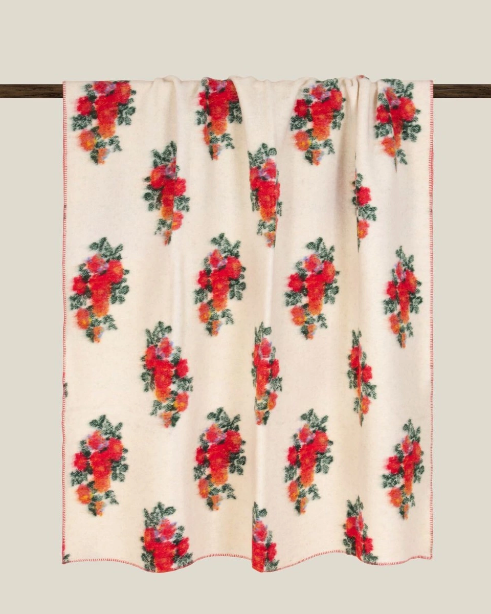 Плед MARY FLOWER WHITE 150x200 шерсть 55% полиэстер 45%, 1070г