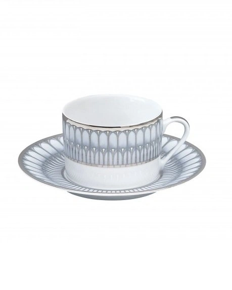 Чайная пара Deshoulieres ARCADES GRIS PLATINE, 160 мл, лиможский фарфор