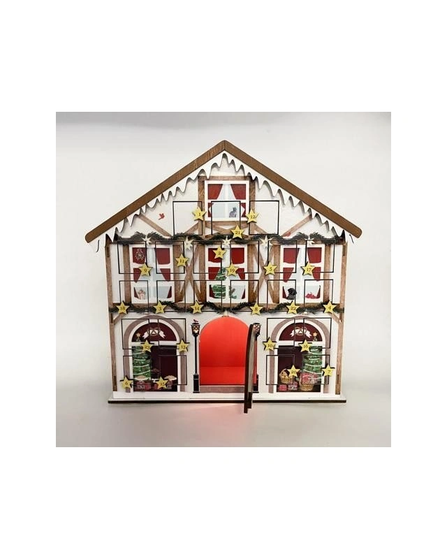 Advent calendar Christmas house Музыкальная шкатулка Рождественский дом , дерево, 24 ящика для мале