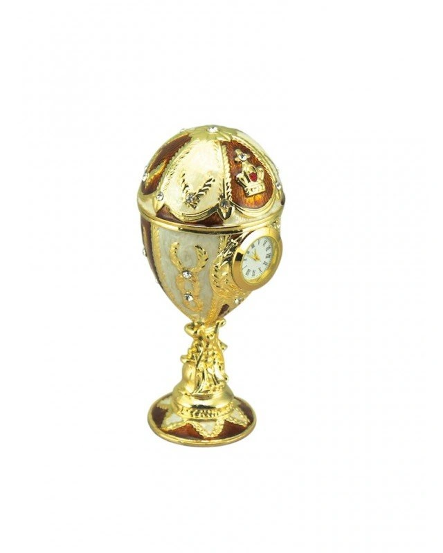 Faberge egg yellow Музыкальная шкатулка ЯйцоФаберже с часами, Ø6x13 , золото, металл, мелодия "К Э