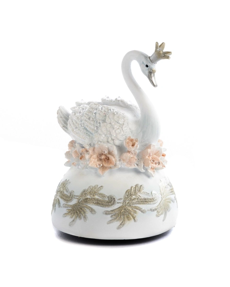 SWAN/MAGNOLIA MUS.BOX ТТ WH/PNK Музыкальная шкатулка с лебедем и цветком магнолии белая с розовым 15