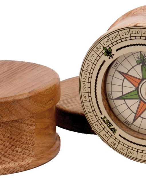 Морской компас Hemisferium Wooden Nautical Compass диам 6,3 Н 3,4 см, бронза