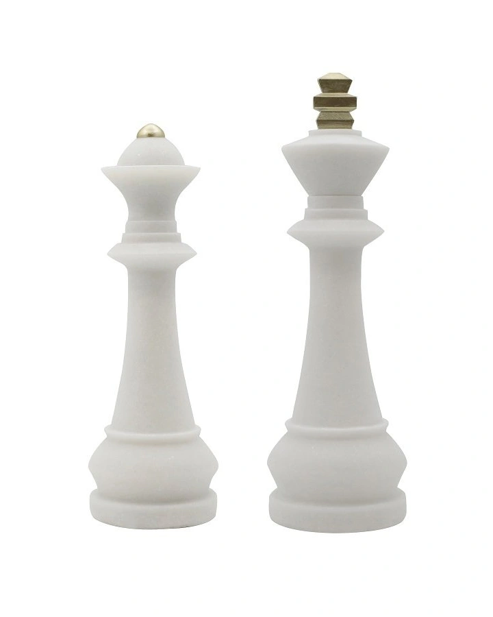 CHESSФигуры шахматные декоративные, набор 2 шт, полирезин под мрамор, 36h/41h