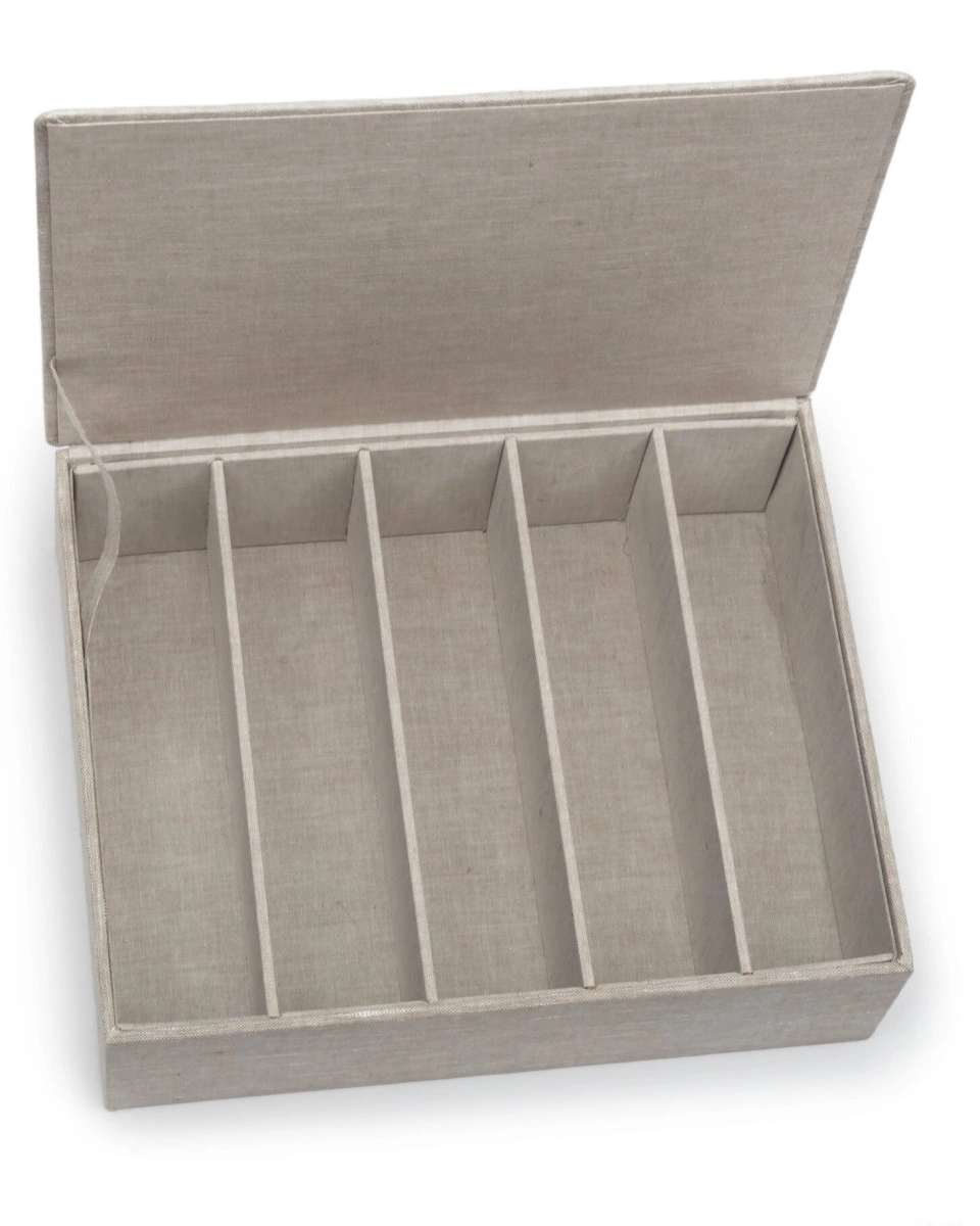 CUTLERY BOX Коробка для столовых приборов, 33/26/H.10 картон, лен с вышивкой
