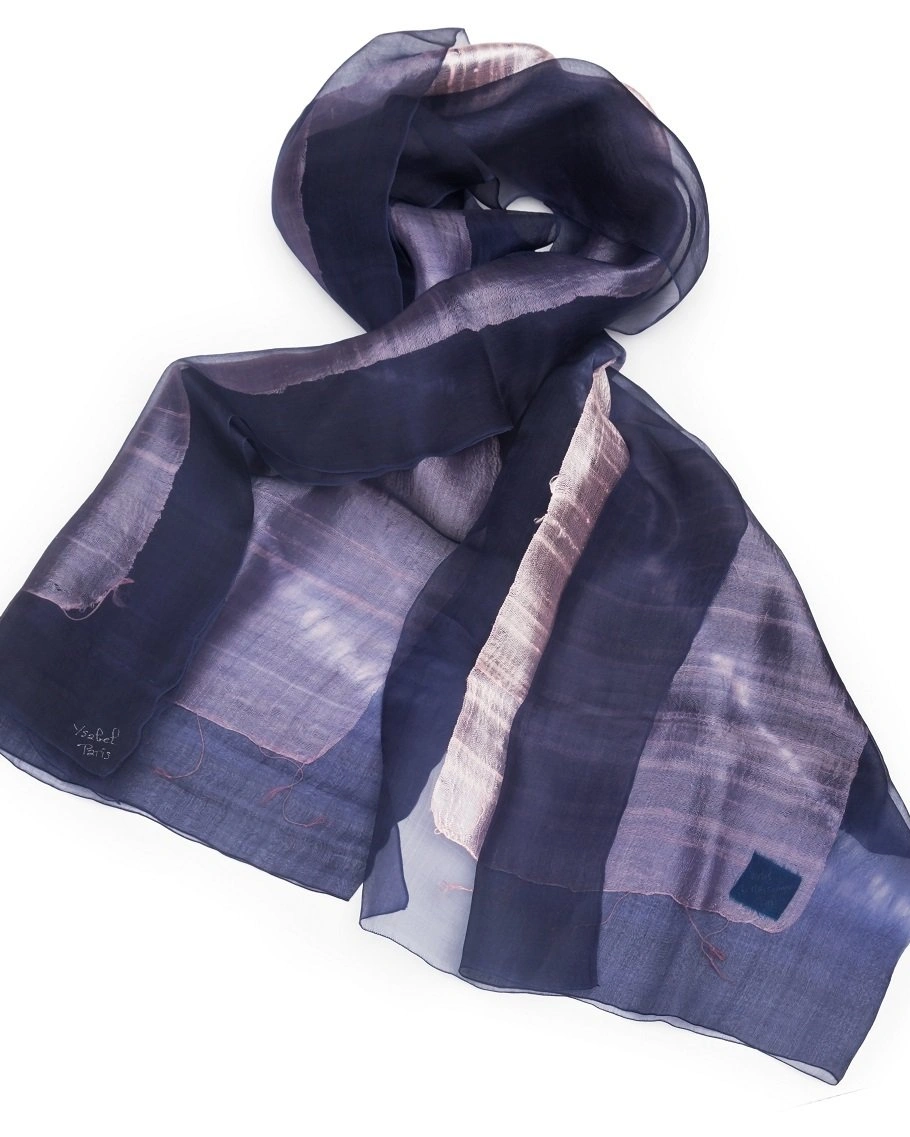 SILK Шаль , фиолетовая с кругами, 45/210 шелк