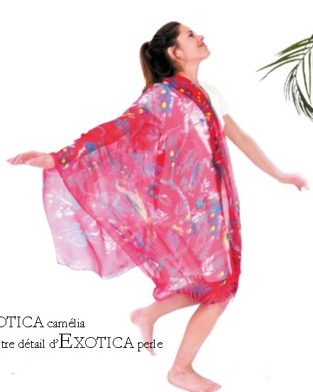 EXOTICA CAMELIA Шаль-парео EXOTICA CAMELIA, 110/180, розовый, шелк жоржет, кристаллы на углах