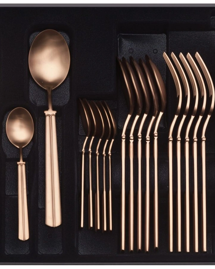 Cтоловые приборы BROOKLYN COPPER 122 , сталь 18/10, цвет медный, 24 шт.