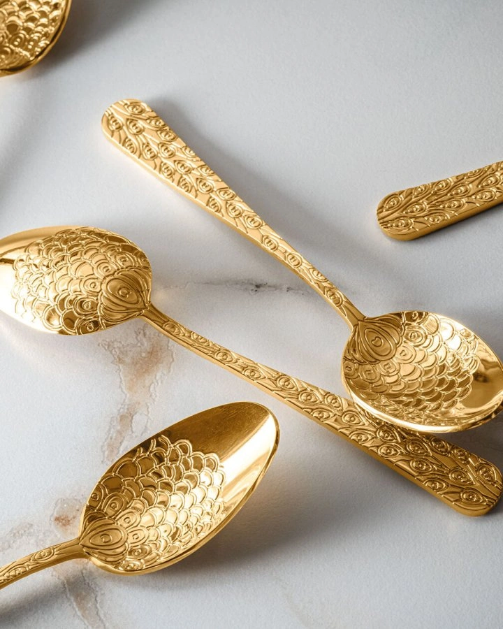 Столовые приборы Herdmar PAVO GOLD 137, покрытие золото 24к, сталь 18/10, 24 шт.