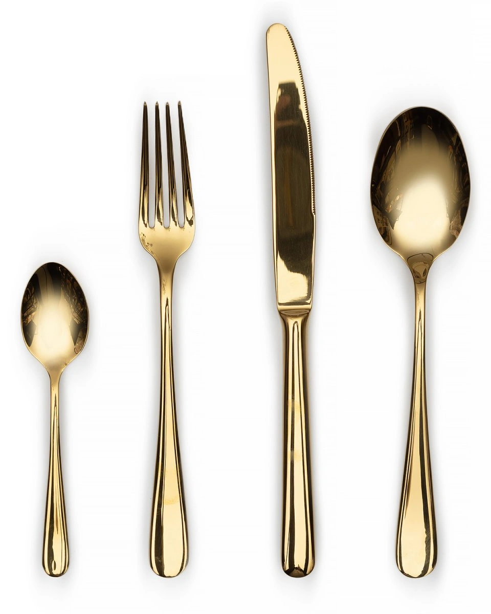 Столовые приборы DUNA gold 82-83, сталь 18/10, цвет золото PVD, 24 шт.