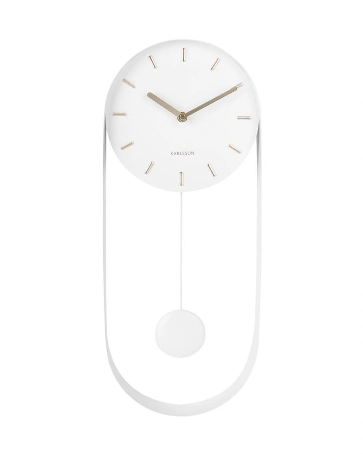 Часы настенные PENDULUM CHARM, с маятником, белый, сталь, 50х20х4,8 см, бесшумный механизм