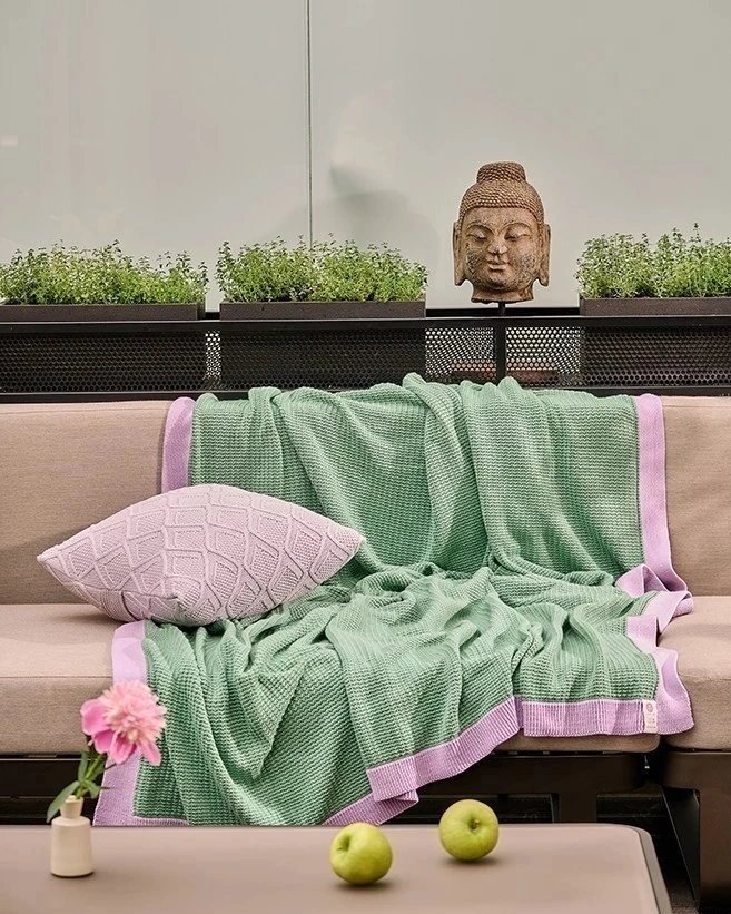 Плед с кантом  "TULIP", р-р: 150 х 200см, ТМ "Luxberry" цвет:базилик/фиалка