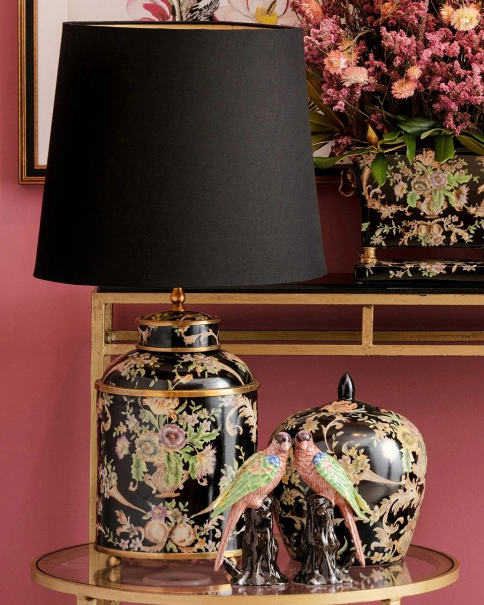 Ваза с крышкой, черный, рисунок Anna Sui 24х24 Н 26 см, фарфор