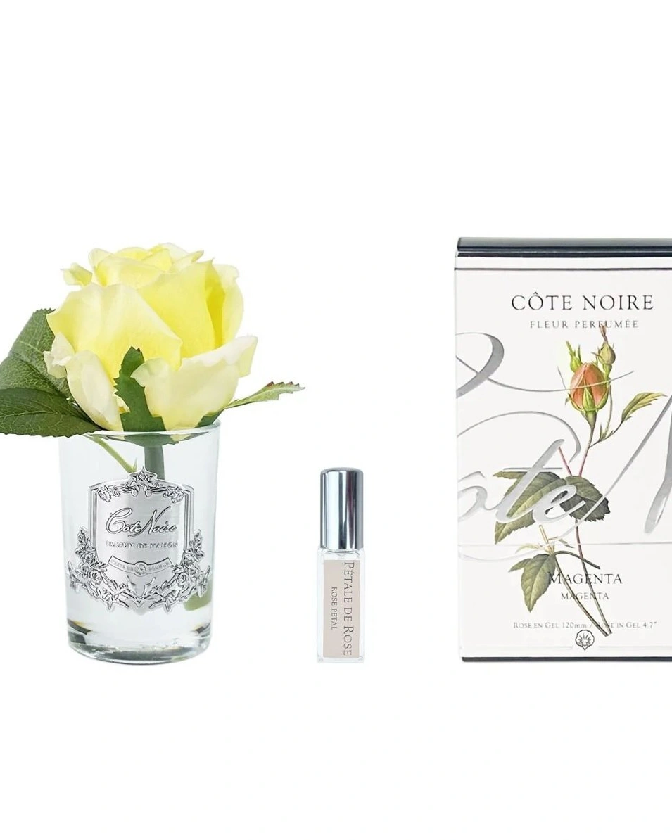 Бутон розы диффузор ROSE BUD yellow, желтый, прозрачная ваза, 1 спрей 5 мл