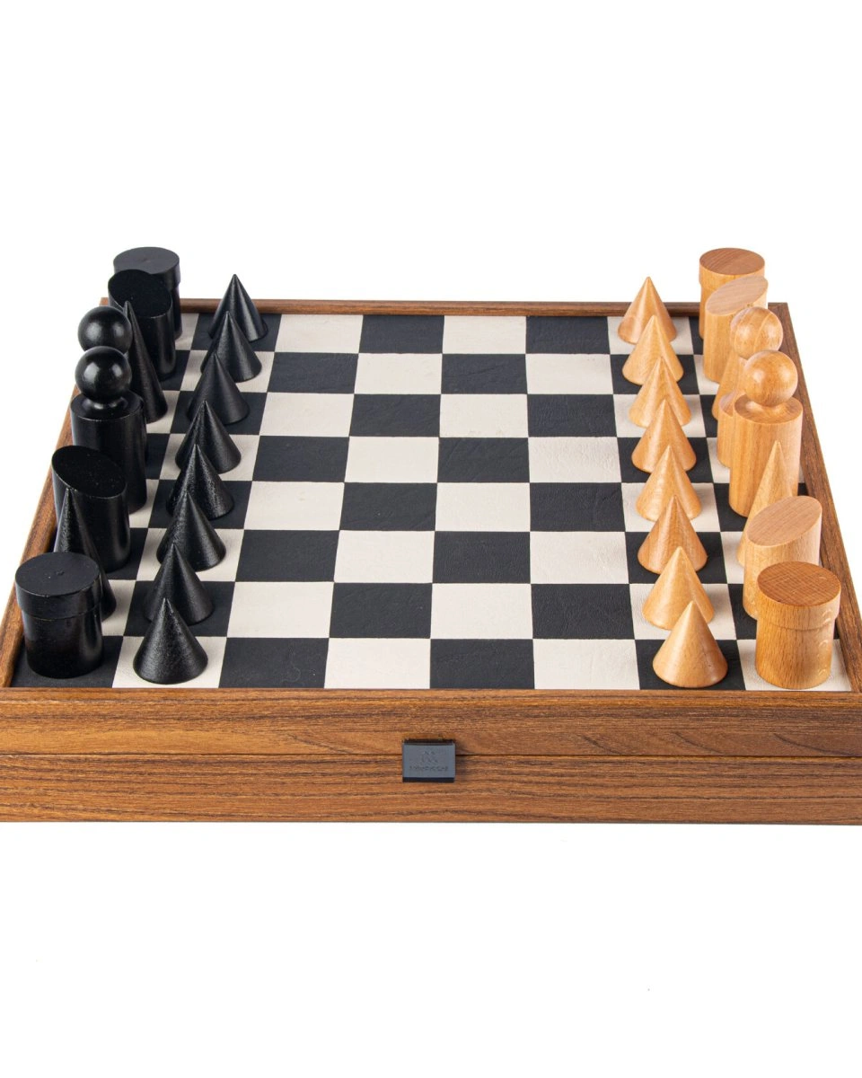 CHESSШахматы в стиле Баухаус, 40х40см, дерево, поле эко-кожа