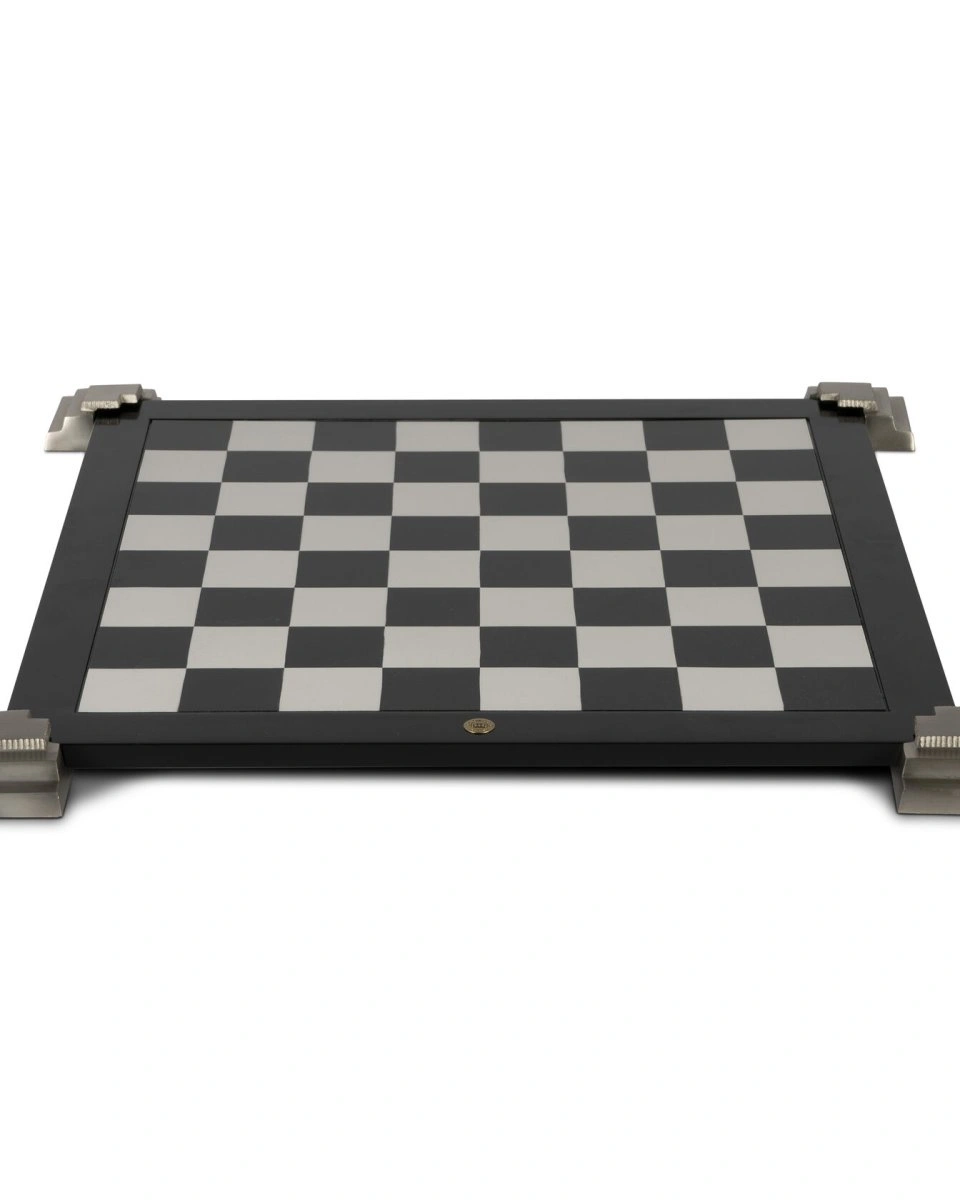 Доска для игры в шахматы и шашки AUTHENTIC MODELS , двусторонняя, черный с белым, серебро, 47х47