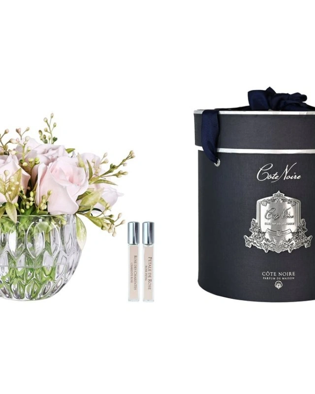 Round Summer Roses French pinkДиффузор букет роз, розовый, круглая рифленая ваза, спрей 10 мл*2шт