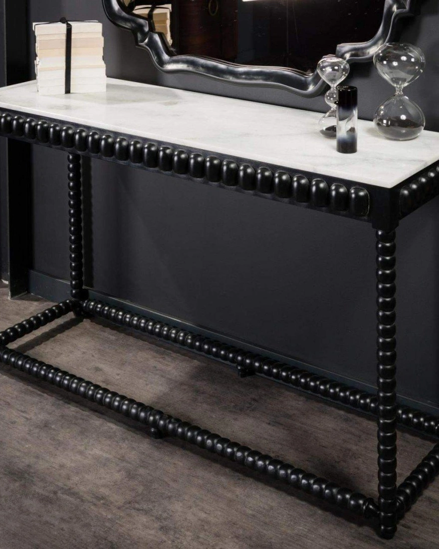 Black console white marble Консоль 130х40 Н 84 см, дерево, белый мрамор