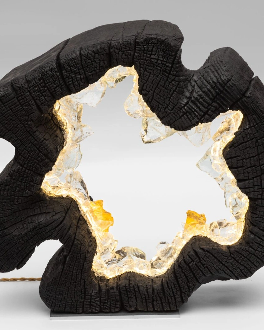 Светильник декоративный BLACK RING, 50х50х15 см, дерево, стекло, золото, ручная работа