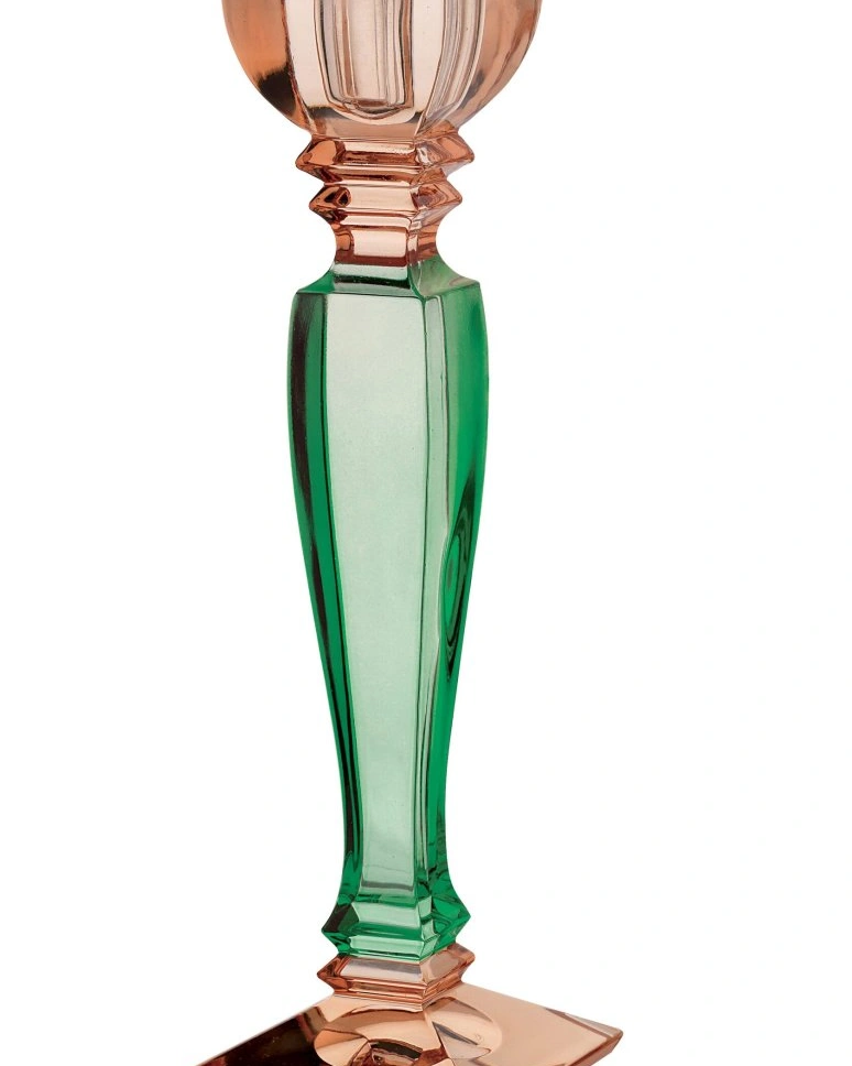 Подсвечник Cre Art Candel-04, зеленый с розовым, h 25,5cm стекло