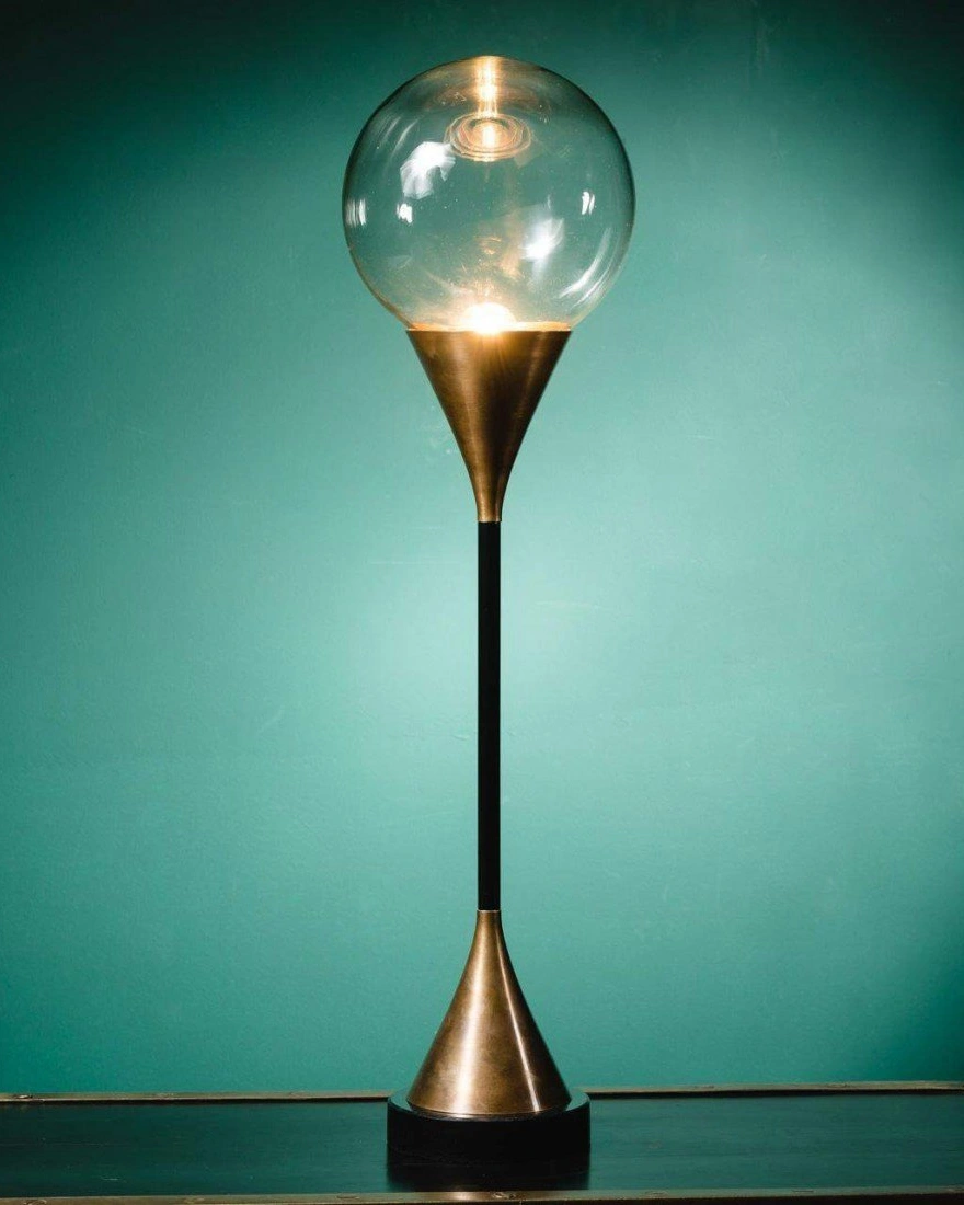 Ball lampЛампа настольная, диам 20 Н75 см, Е27, металл, стекло