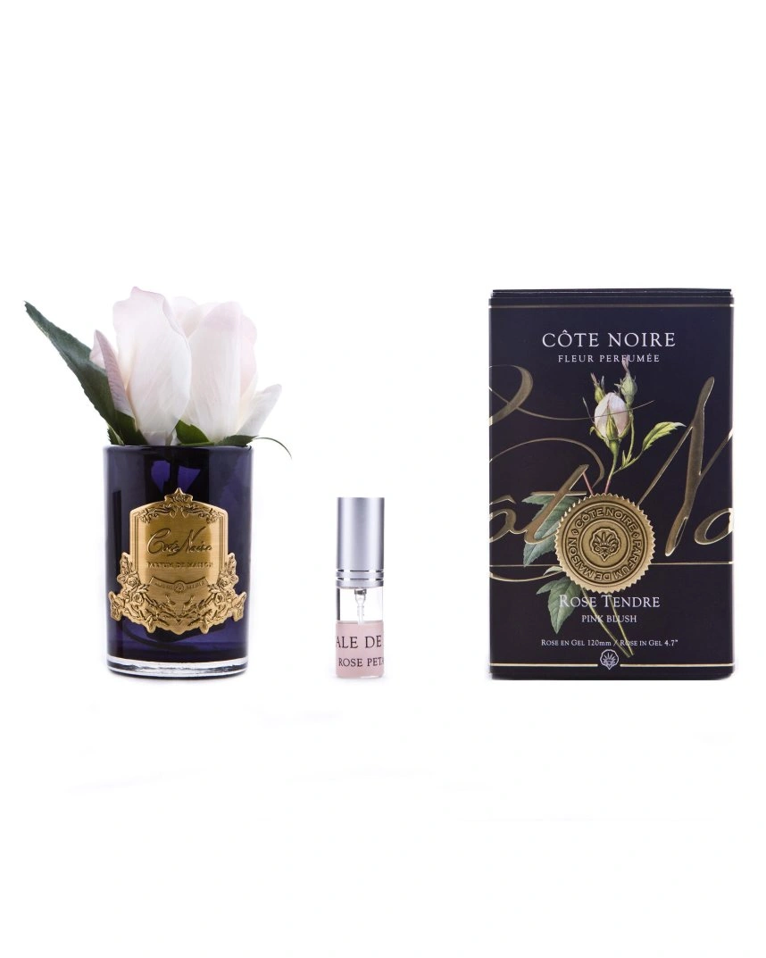 Бутон розы диффузор ROSE BUD blush, светло-розовый, черная ваза, 1 спрей 5мл