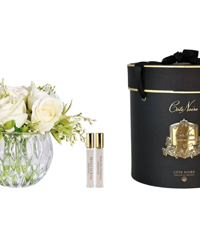 Round Summer Roses ChampagneДиффузор букет роз, шампань, круглая рифленая ваза, спрей 10 мл*2шт
