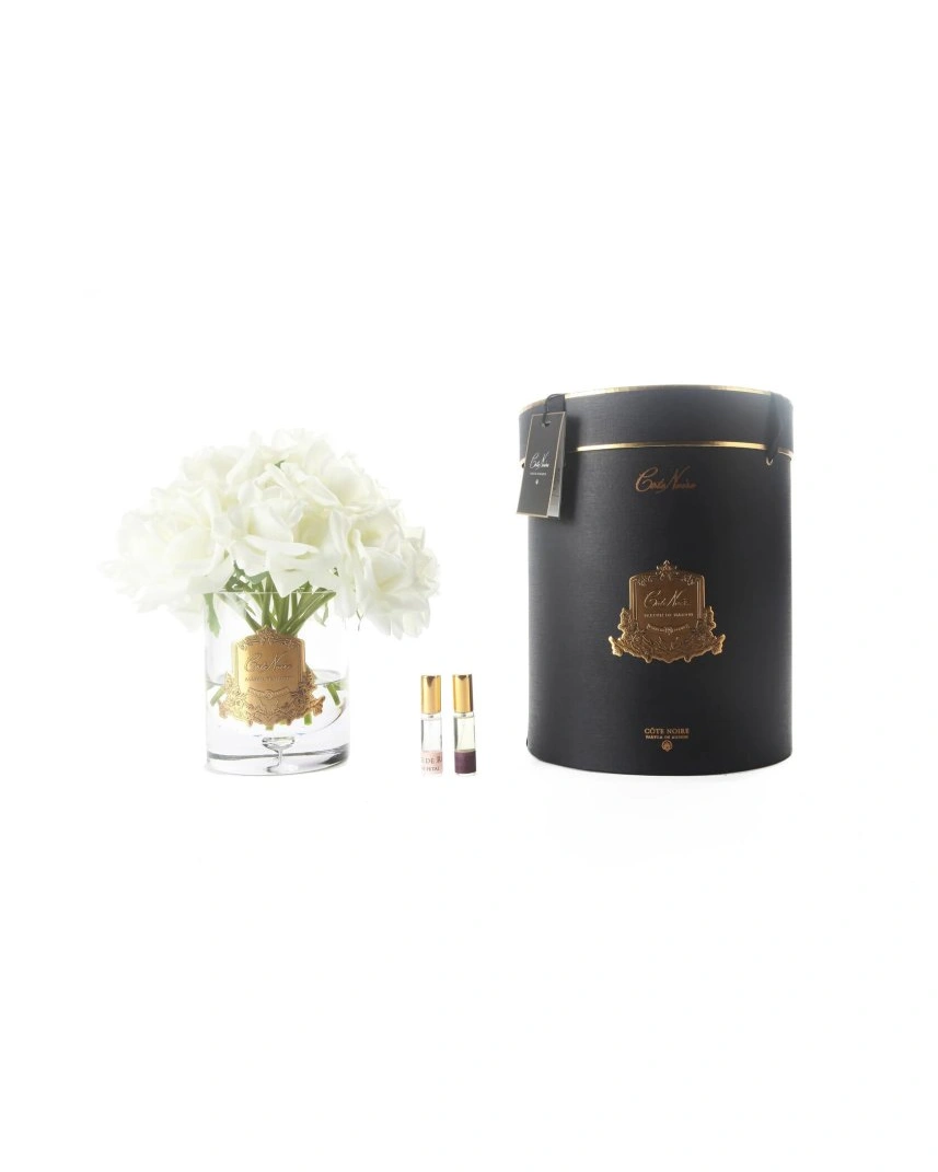 GRAND BOUQUET white BLACK BOX GOLDБольшой букет роз, 2 спрея по 10 мл, белый, ВхШхД 32х26х26 см