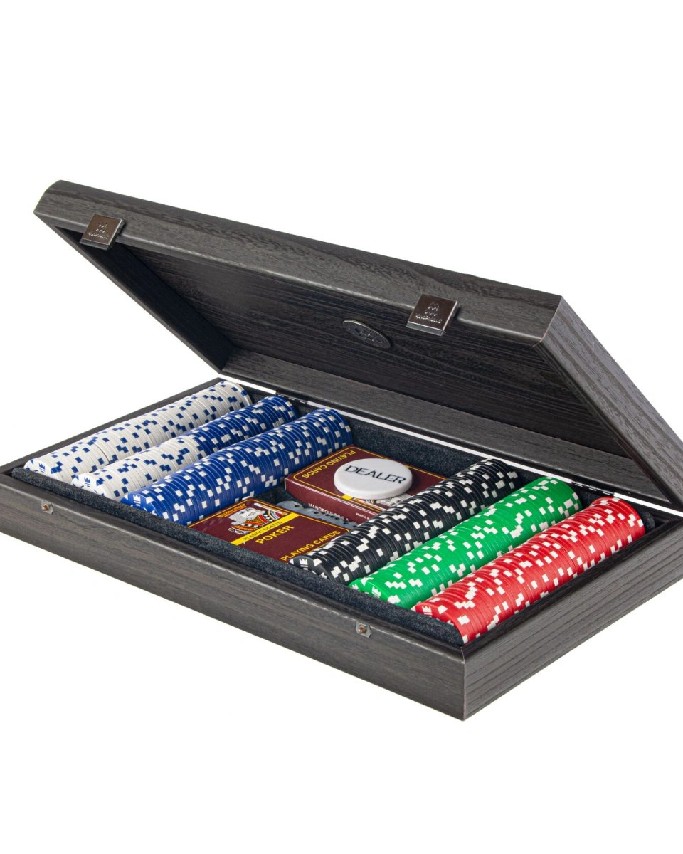 POKER SETНабор для покера (карты 300 шт ) 39х22 см, дерево, черная эко-кожа