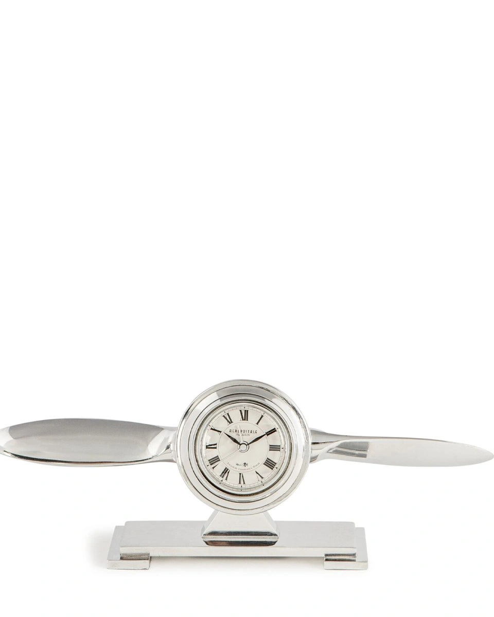 Часы настольные AUTHENTIC MODELS Propeller Clock 30,5х5,5 Н.9,5 , авиационный алюминий