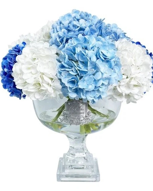 Provence Hydrangea BouquetБукет гортензий, голубой, 2 спрея по 10 мл, H.45 серебряный декор