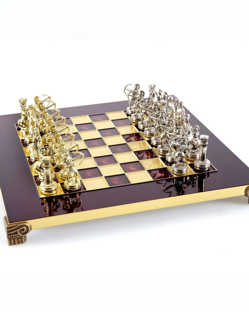 Luxury Archers ChessШахматы, лучники, красный, золото с серебром, 28х28 см, металл