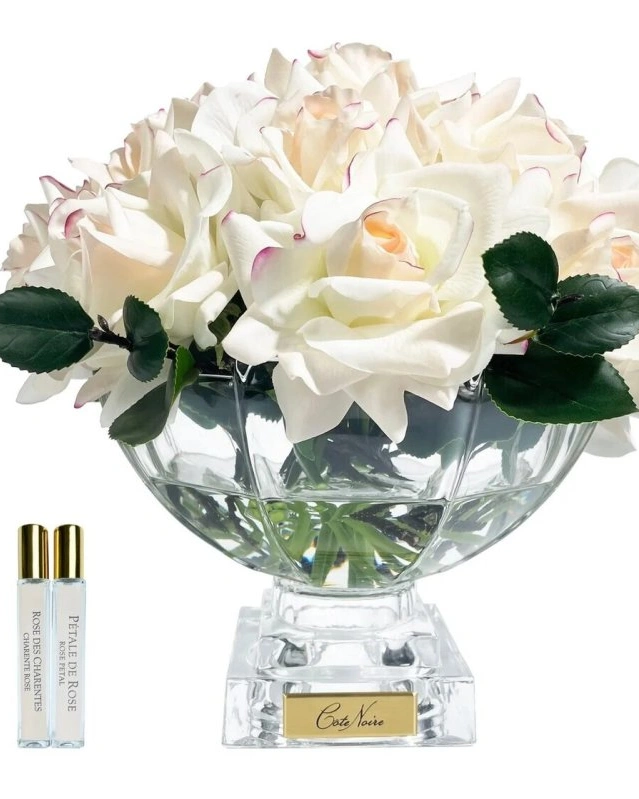 French rose centrepiece blush goldДиффузор-букет роз, белый, 2 спрея по 10 мл, золотой декор 33х33