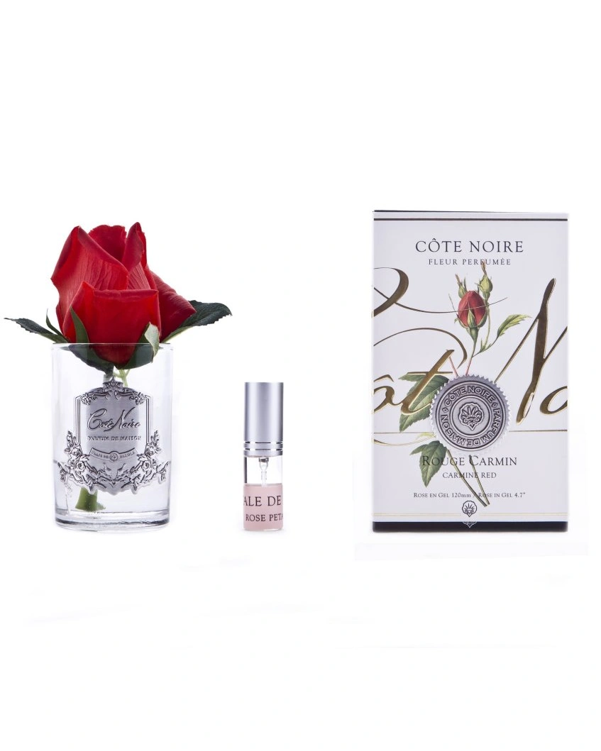 Бутон розы диффузор ROSE BUD carmine red , красный, прозрачная ваза, 1 спрей 5мл