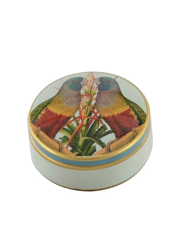 MACAWШкатулка с крышкой, попугаи ара, D17,5 см, керамика
