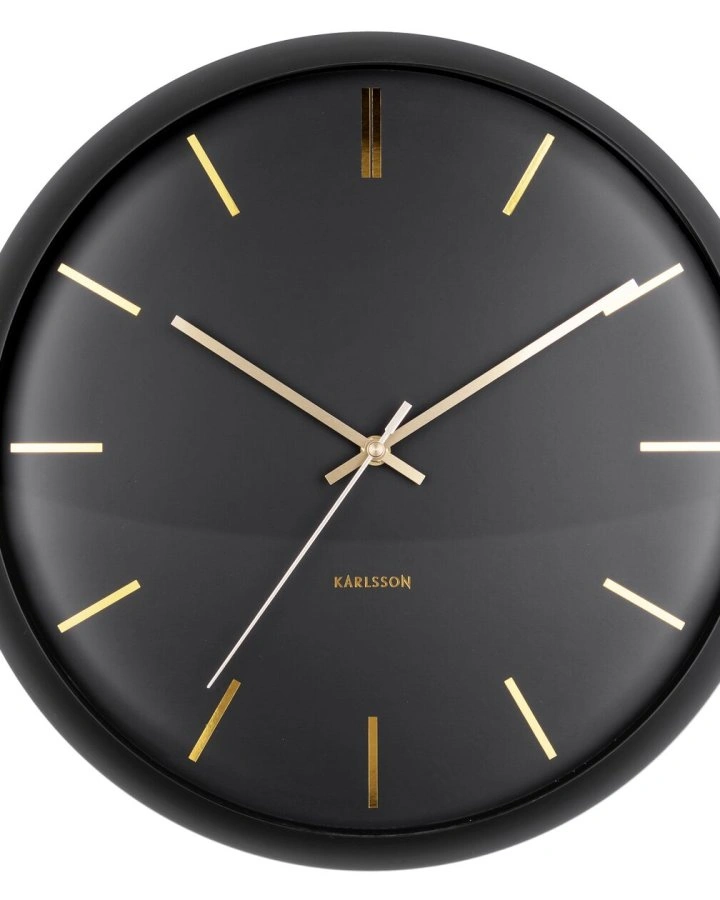 "Часы настенные Karlsson GLOBE black, черный, металл, стекло 40х40х12 см, бесшумный механизм, батар