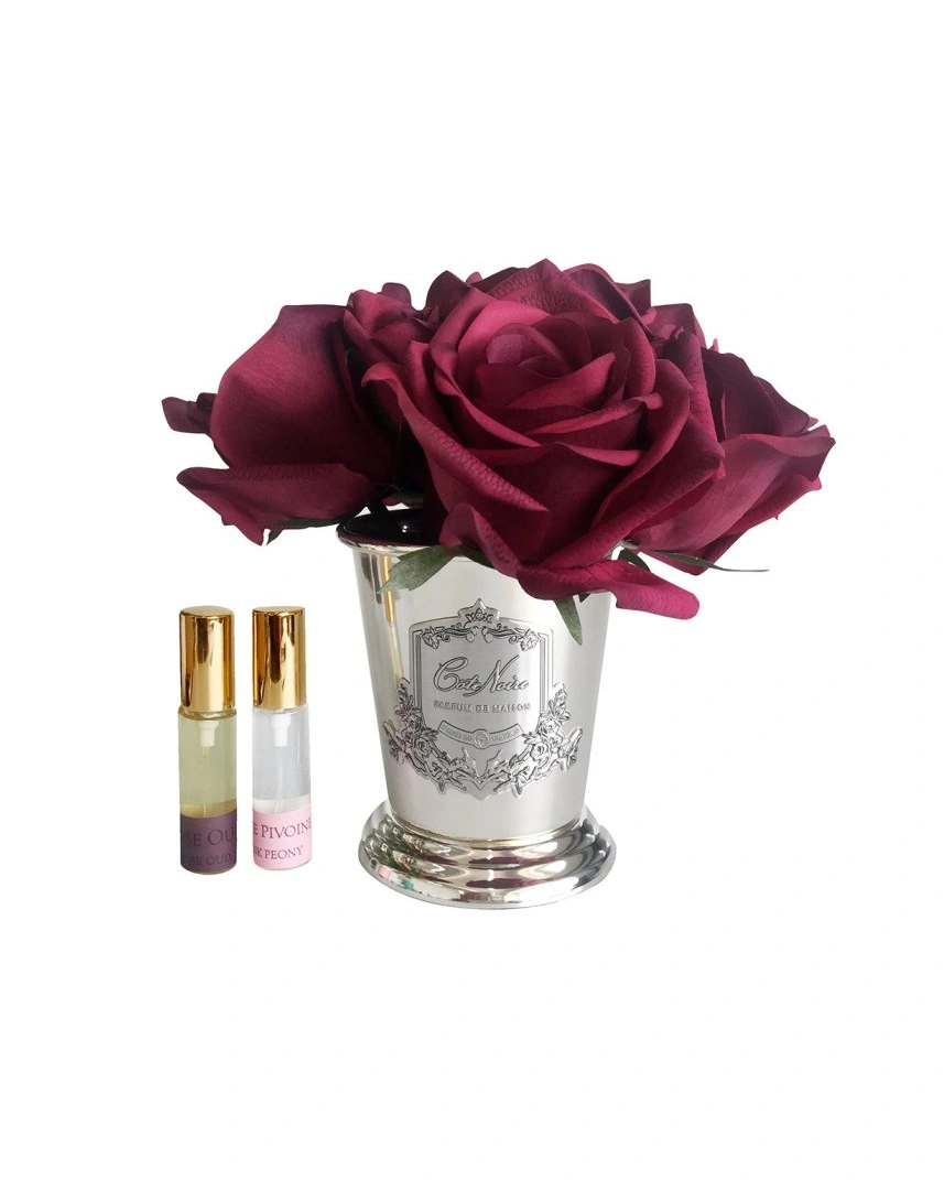 SEVEN ROSE Carmine red Букет роз цвет красный , ваза металл, 2 спрея ВхШхД 21х17х17 см