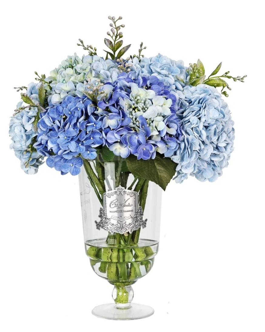 Grand Summer Hydrangeas Blue Букет гортензий, голубой, серебряный декор, 2 спрея по 5 мл