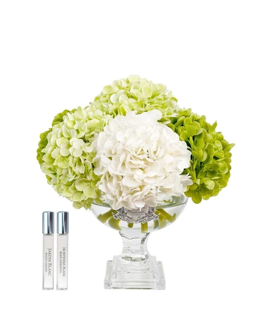 Provence Hydrangea BouquetБукет гортензий, зеленый, 2 спрея по 10 мл , H.35 серебряный декор