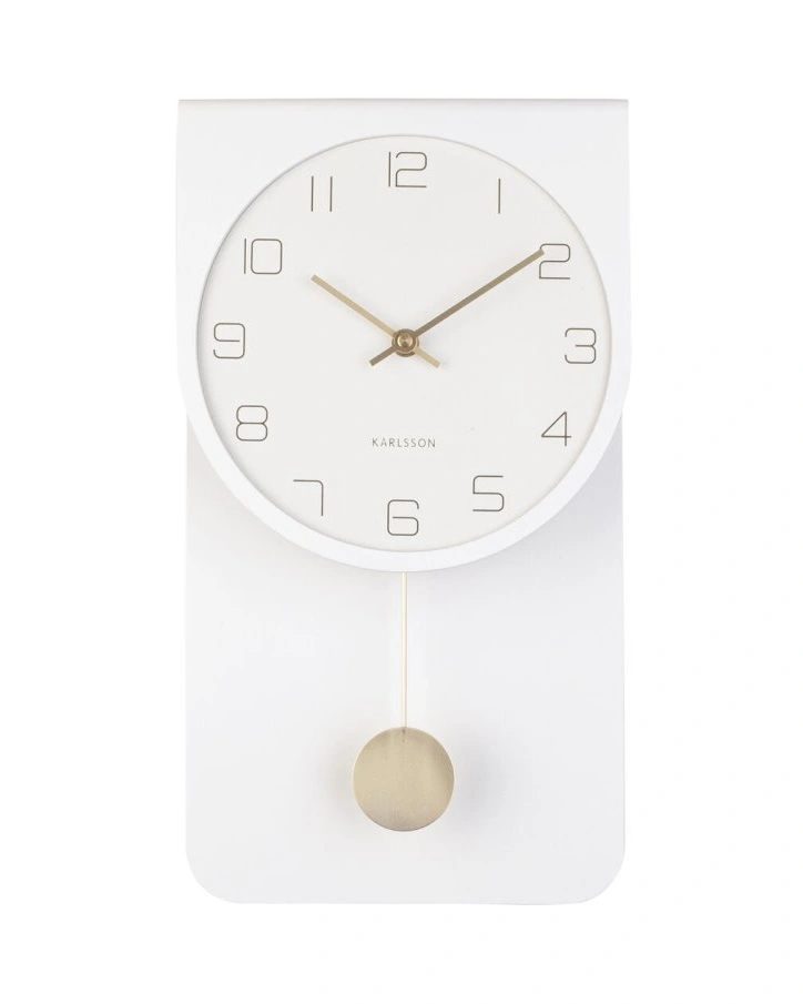 Часы настенные с маятником Karlsson CASA PENDULUM, 39 x 22 x 6 см, белый, МДФ, бесшумный механизм,