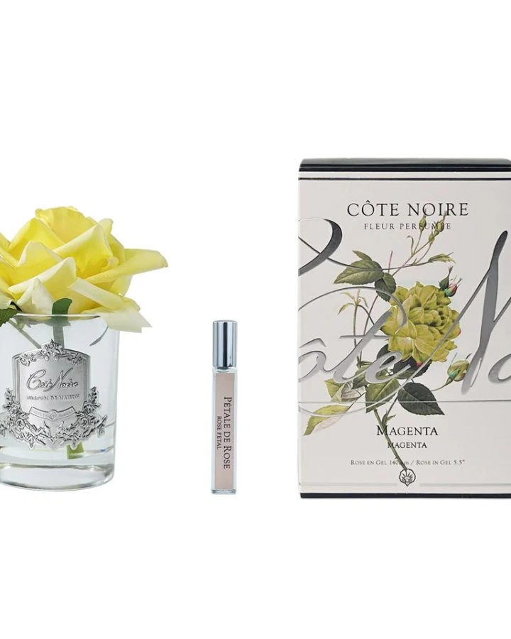 Роза-диффузор FRENCH ROSE yellow, желтый, прозрачная ваза, 1 спрей 10 мл