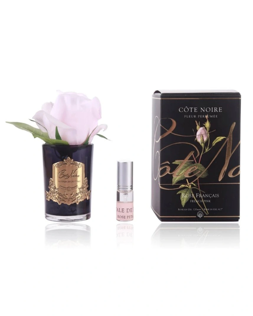 Бутон розы диффузор ROSE BUD pink розовый, черная ваза, 1 спрей 5мл