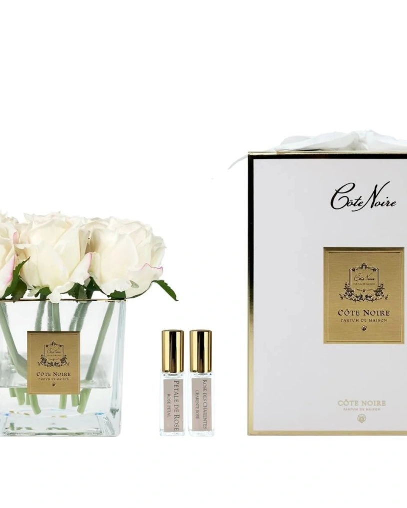 SQUARE 9 ROSE blush clearБукет 9 роз, светло-розовый, квадратная прозрачная ваза