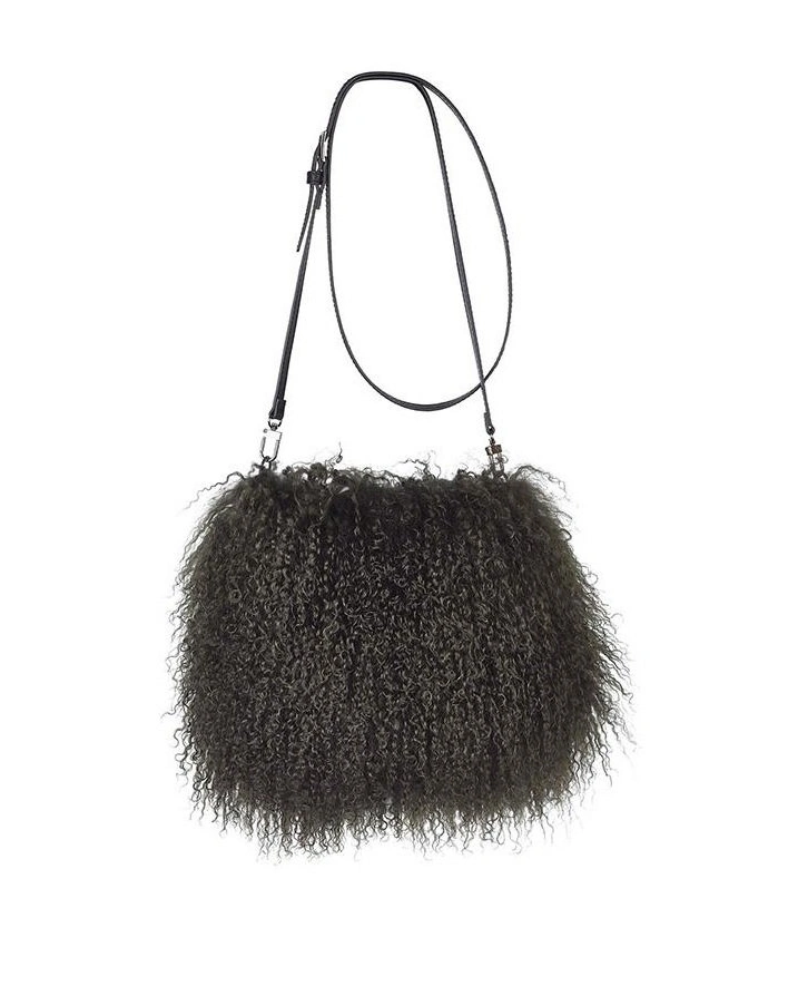 JASMIN MUFF BAG hedge greenСумка-муфта зеленый 19/26, с мехом 30/40