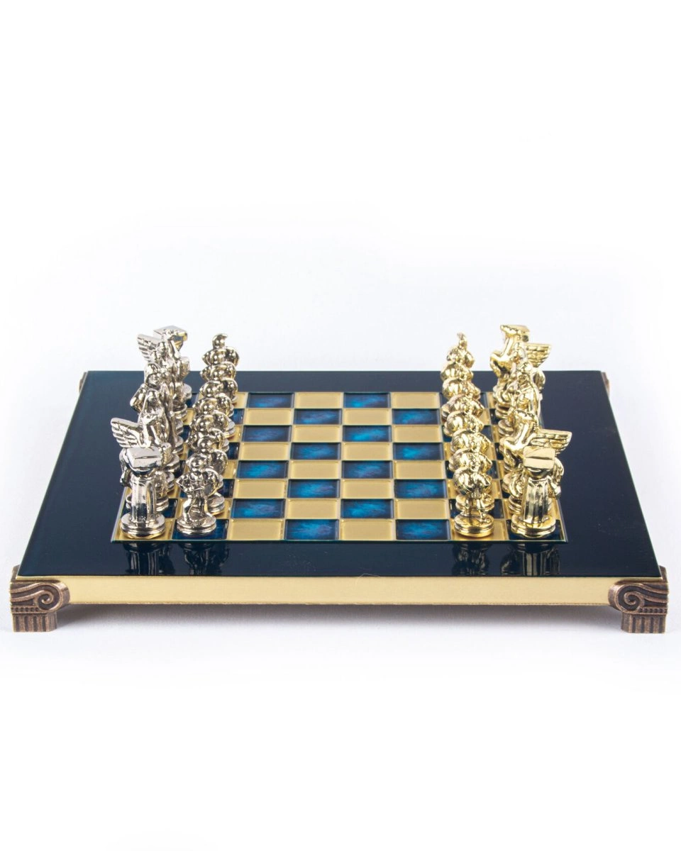 METAL CHESS SPARTAN WARRIORШахматы Воины Спарты, 28х28 см, синий, золото с серебром, металл