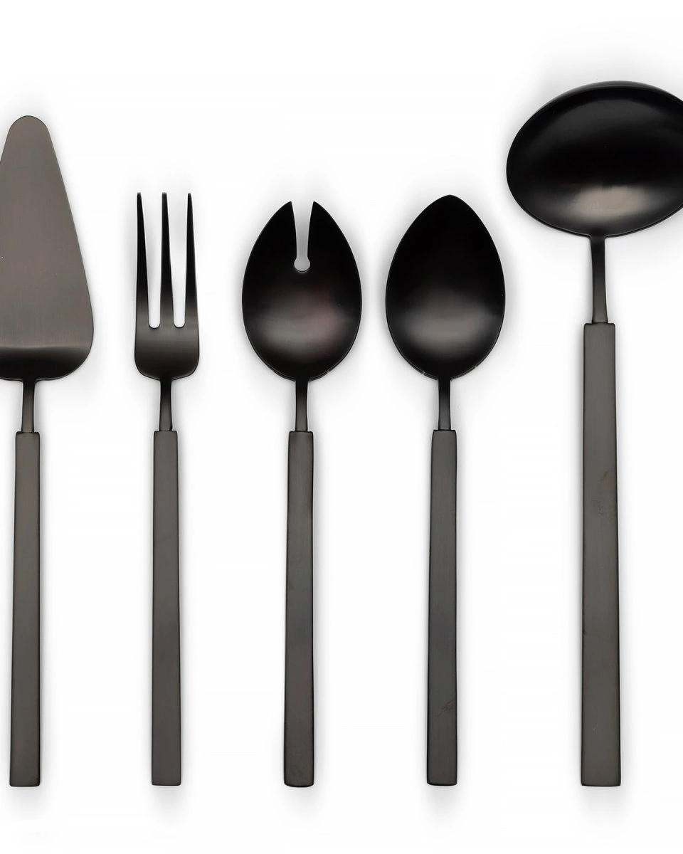 STICK SERVING SET BLACK Набор из 5 предметов , цвет черный (половник, сервировочные вилка, ложка, л