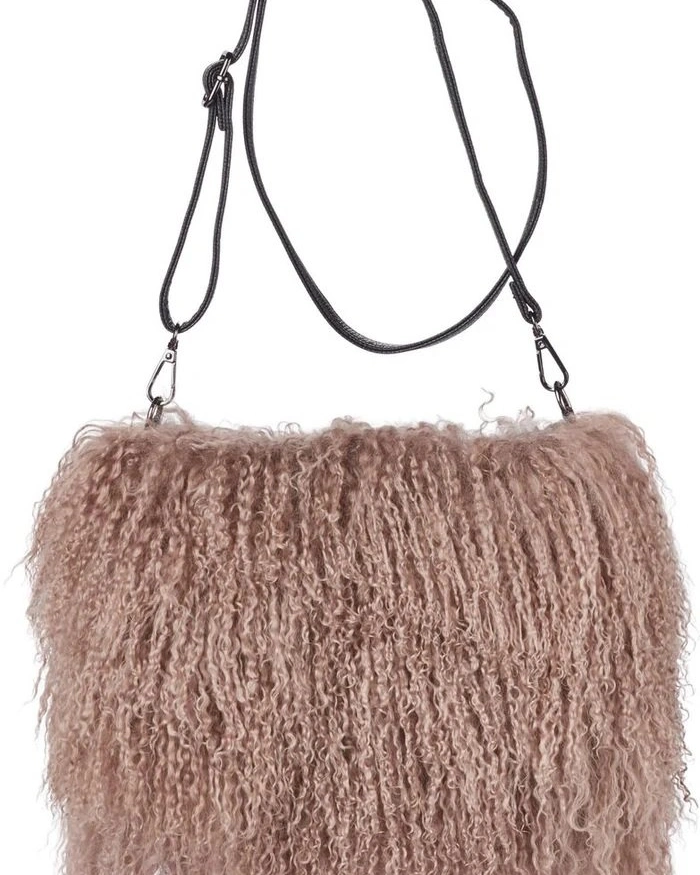 JASMIN BAG Stucco sand Сумка-муфта 19/26, розовый, козий мех 30/40