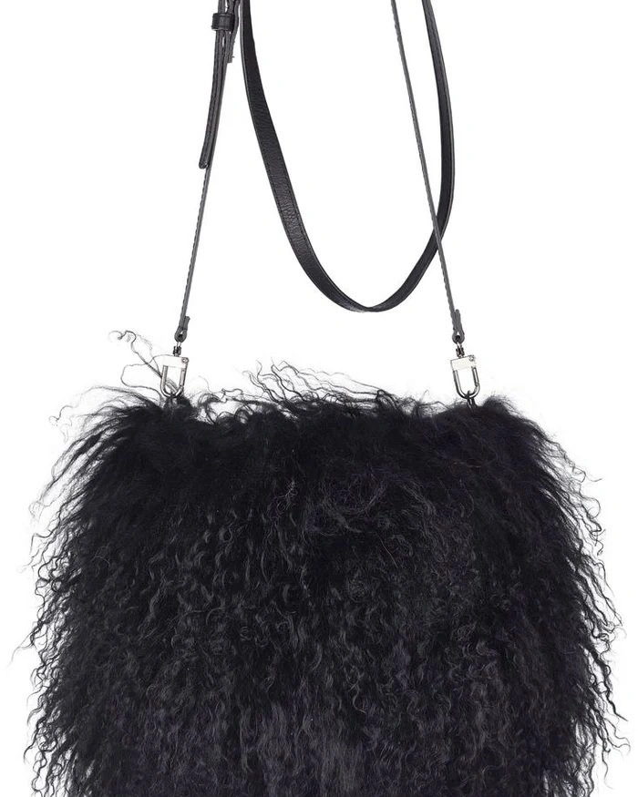 JASMIN BAG Black Сумка-муфта черный 19/26, козий мех 30/40