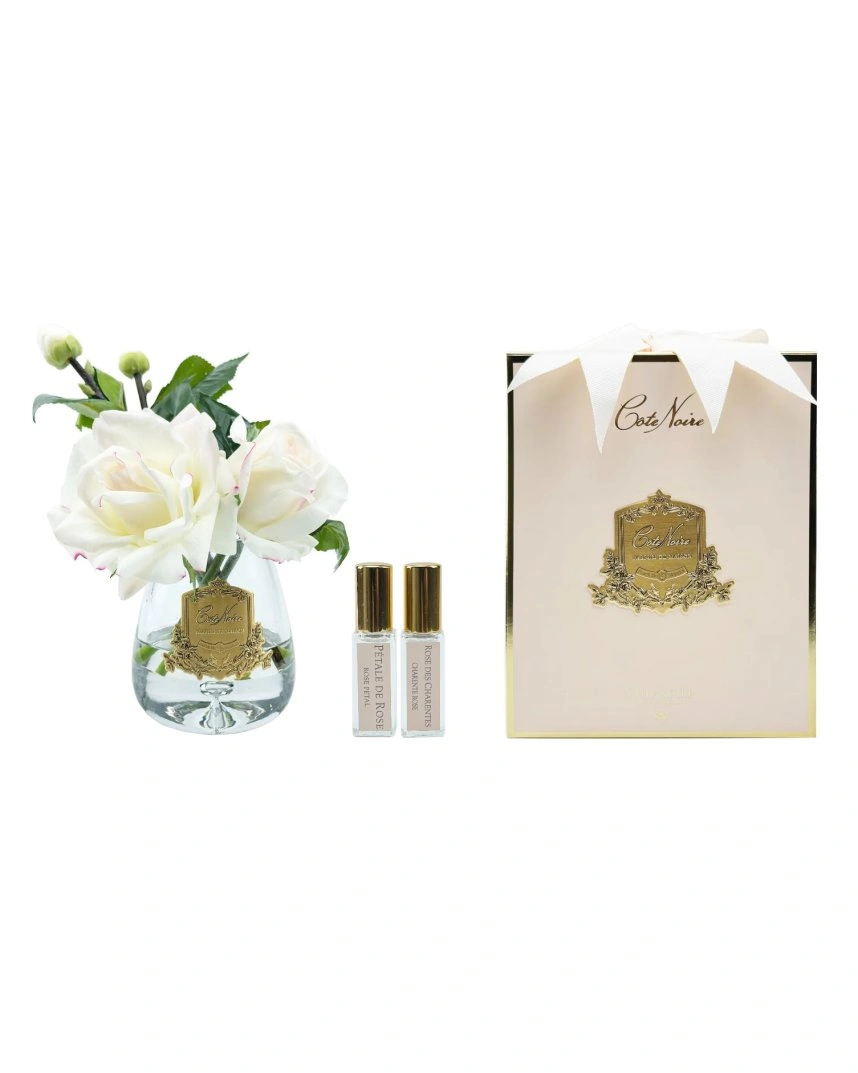 TEA ROSE Pink blush clear goldРоза, цвет светло-розовый, прозрачная ваза, декор золотой, 2 спрея 5
